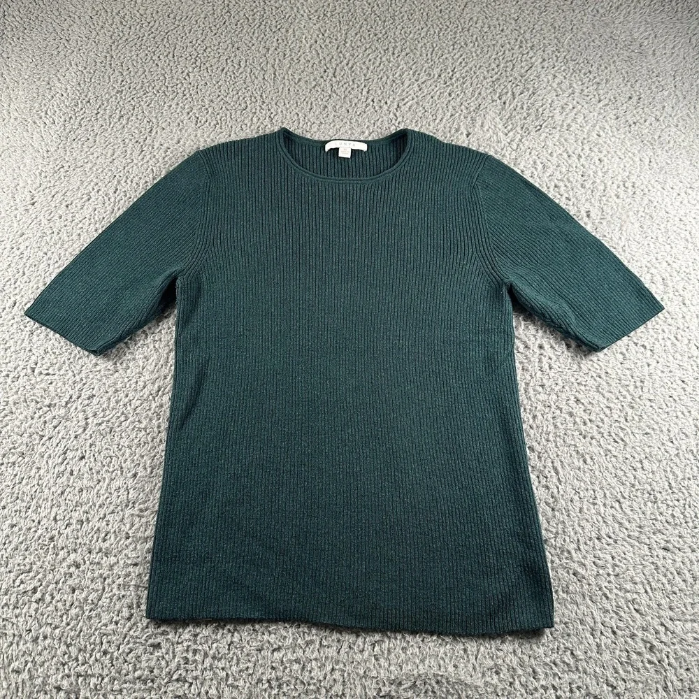 Lunya Pajama Top Womens XL‎ Green Ribbed Knit Short Sleeve Sleep Shirt Lounge